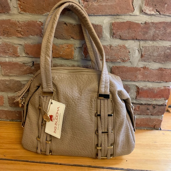 Big Buddha Bags Big Buddha Taupe Leather Bag With Shoulder Strap